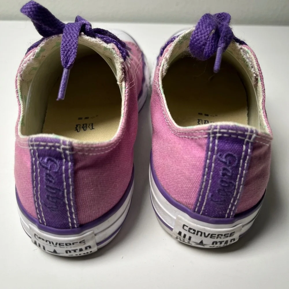 Converse All Star Sneakers Kids Size 2 Pink‎ Purple Low Top Chuck Taylor READ